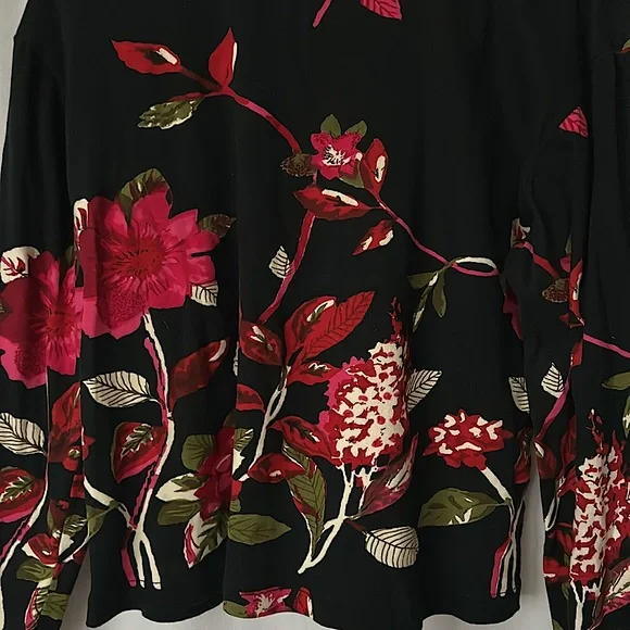 Zachi Gorgeous Black Floral Sequins Beaded Long Sleeve Sweater Top **Sz L** 🌺🌺 - Picture 4 of 5